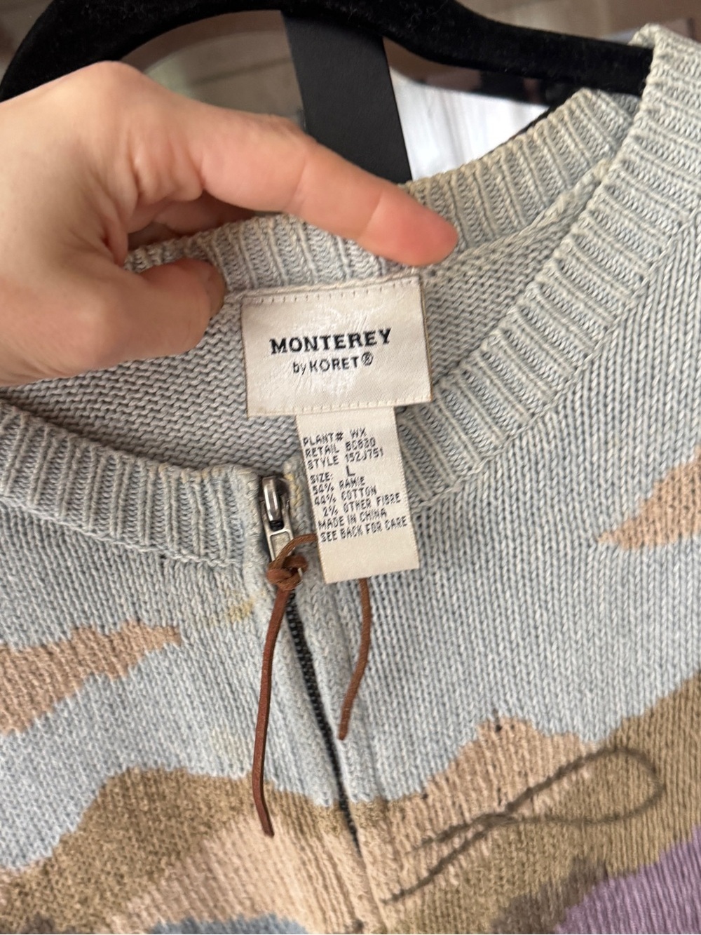 Western Vintage Horse sweater Monterey by Koret knit zip-up cardigan wagon dogs - Picture 4 of 9